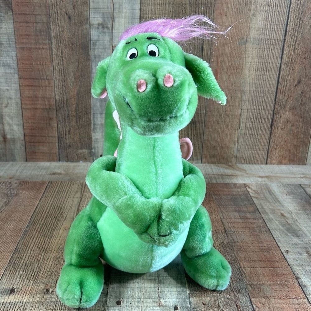 Vintage 1980s Disney Elliott Dragon Plush 14" Pete's Dragon Korea Disneyland WDW